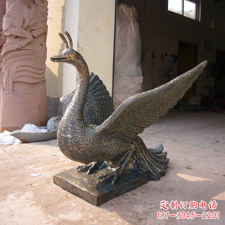 宁夏铸铜天之四灵朱雀雕塑摆件