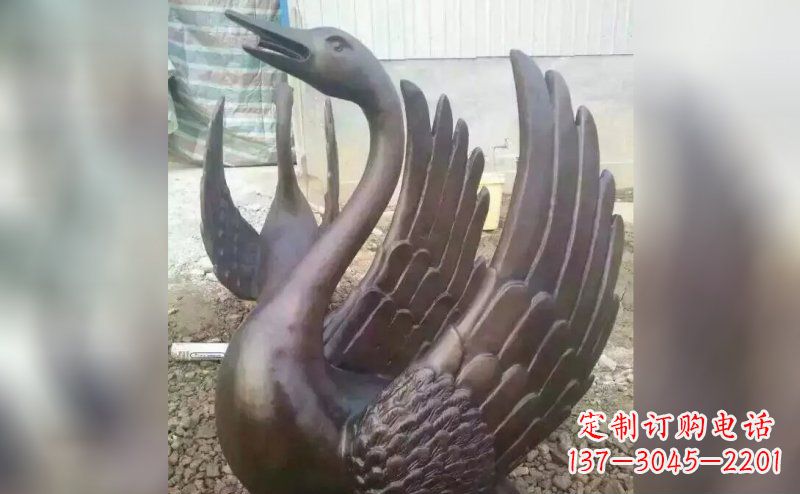 宁夏铸铜天鹅铜雕