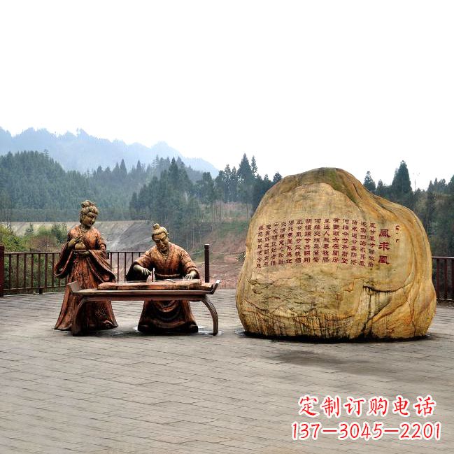 宁夏卓文君与司马相如凤求凰公园景观雕塑-历史典故人物情景雕塑