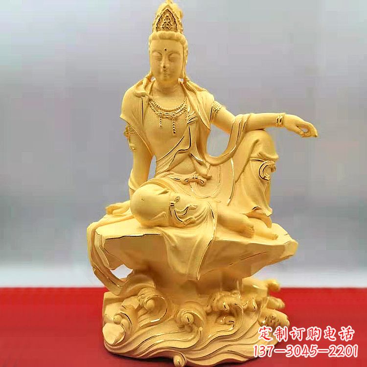 宁夏自在观音纯铜镀金雕塑