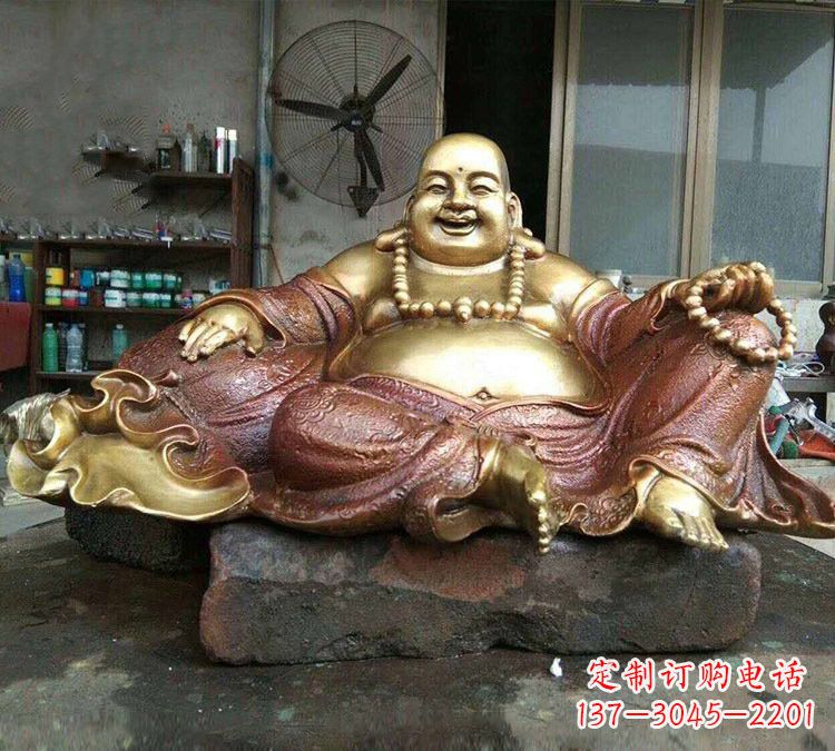 宁夏宗教供奉坐式弥勒佛铜雕