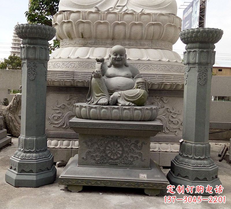 宁夏宗教庙宇如意弥勒佛石雕